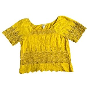 Anthropologie Yellow Lace Blouse